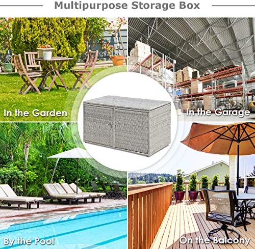 tangkula outdoor wicker storage box, garden deck bin, package contents