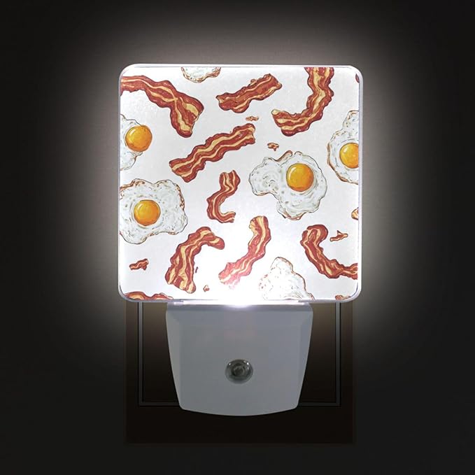 Pigsaly Led Night Light Vintage Bacon Tan Strips Fried Egg Night Light Plug in - Image 4