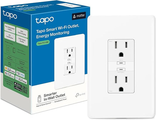 TP-Link Tapo Smart Plug P210M, Wi-Fi in-Wall Outlet, Matter Compatible by Tapo