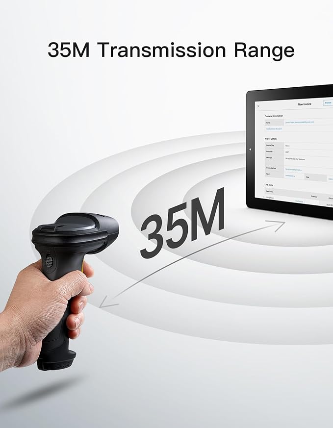 Inateck 2D Barcode Scanner, Wireless Bluetooth QR Code Scanner - Image 4