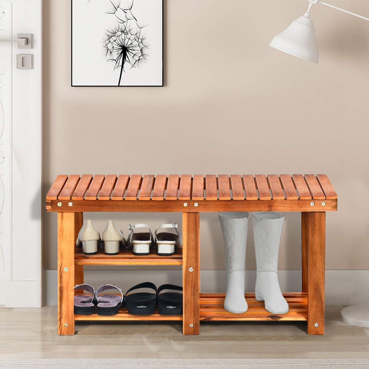 giantex 2-tier shoe bench entryway shoe rack with, main product view