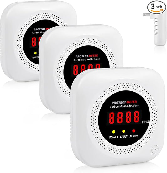 Carbon Monoxide Detectors Plug-in – 3 Pack Portable CO Alarm by Protectmeter