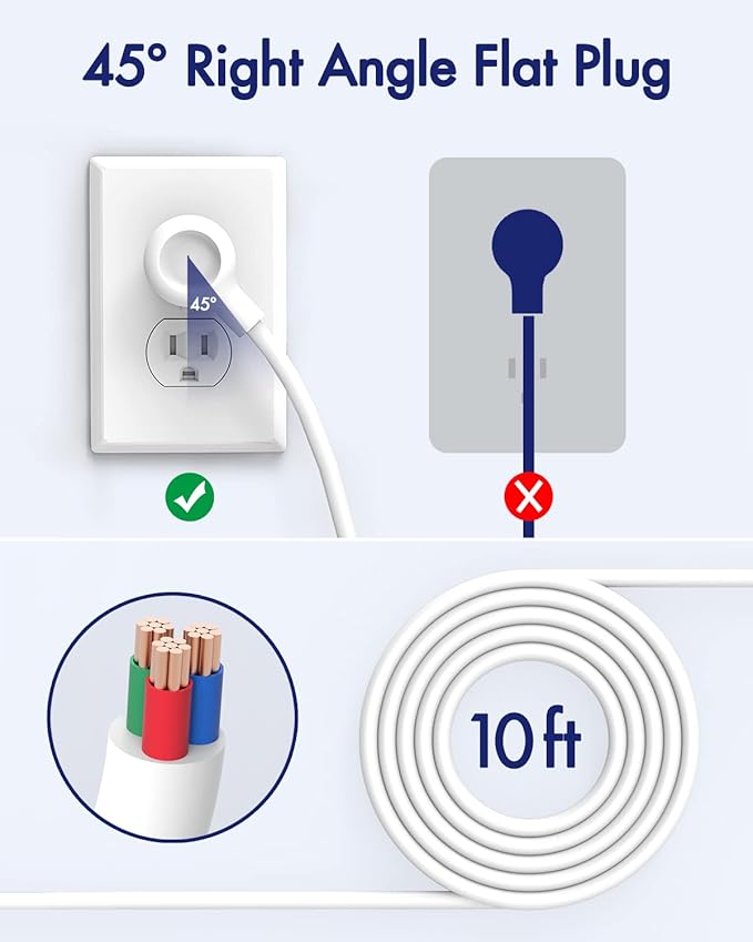 2 Pack Surge Protector Power Strip - 10FT Long Extension Cord - Image 3