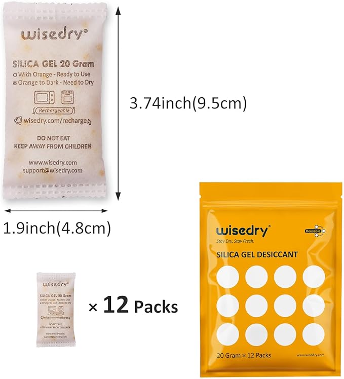 wisedry 20 Gram Rechargeable Silica Gel Packets Microwave Fast Reactivate in - Image 4