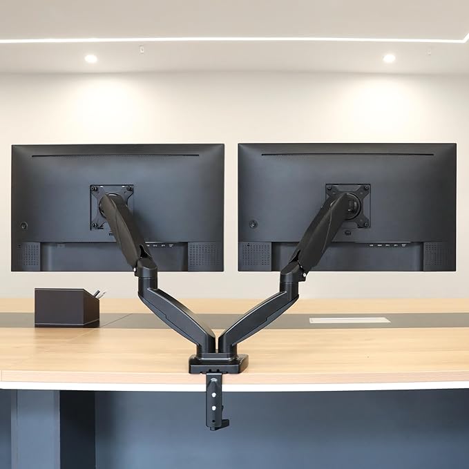 Amazon Basics Gas Spring Dual Computer Monitor Arm Mount, Adjustable, Holds up - Image 7