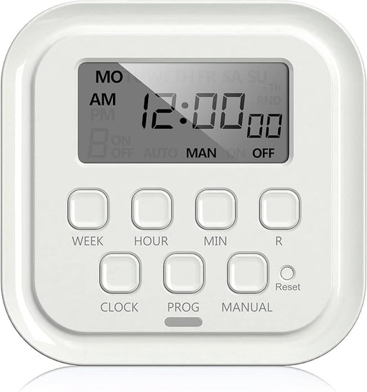 HBN 7 Day Heavy Duty Digital Timer, Dual Outlet, On/Off Programs 3-Prong by HBN