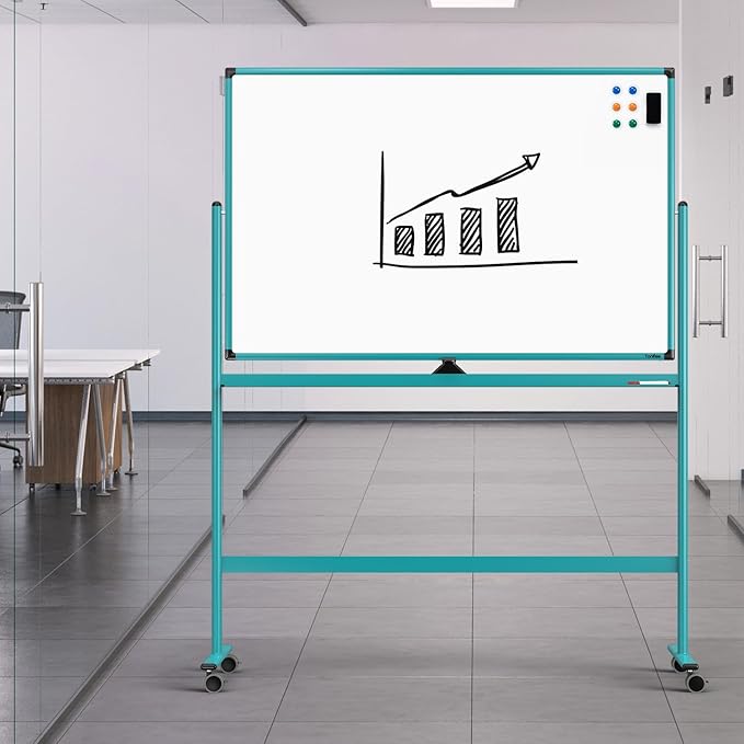Mobile Whiteboard on Wheels, 48x32 Inches Rolling Whiteboard, Magnetic Dry - Image 9