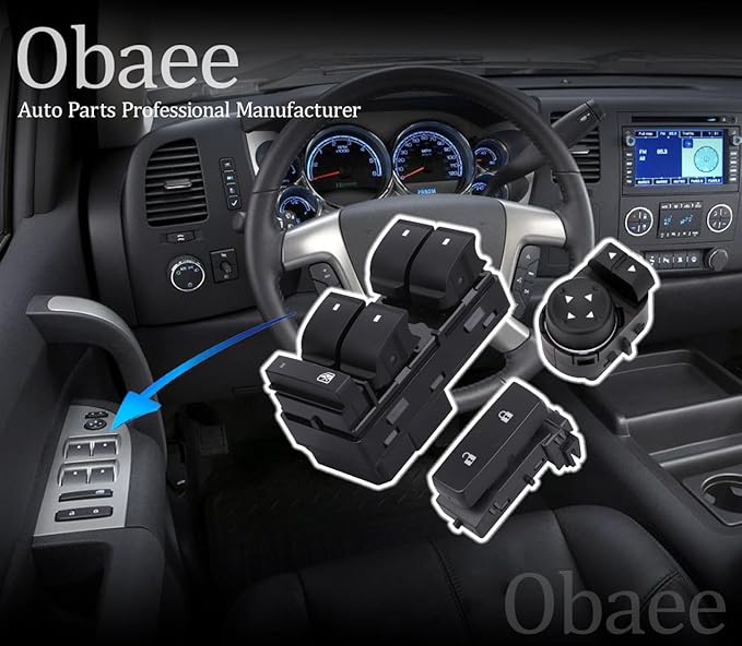 Obaee Power Window Control Switch Button & Front Driver Side Door Lock & Mirror - Image 6