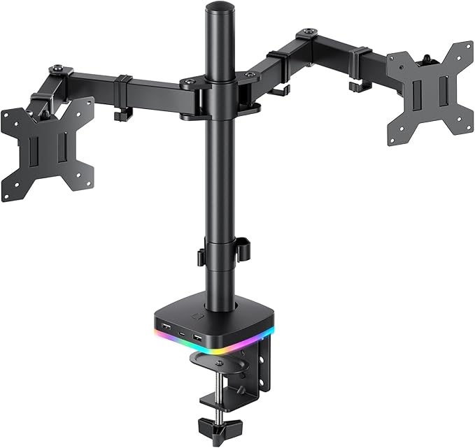 RGB Dual Monitor Desk Mount, Monitor Stand by HChookclasp