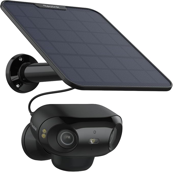 REOLINK Argus 4 Pro Black, 4K Dual-Lens 180° Solar Security Cameras Wireless by REOLINK