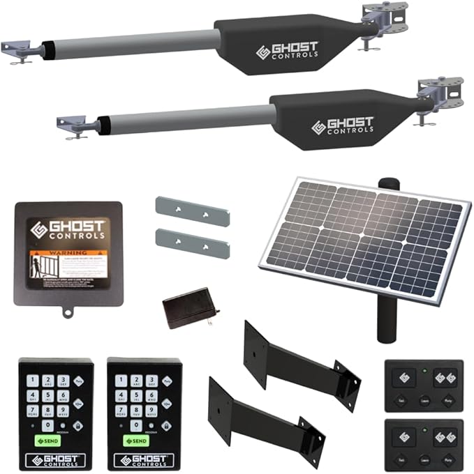 Ghost Controls Pro Dual Solar Automatic Gate Opener 30W Solar Panel and 2 by GhostControls