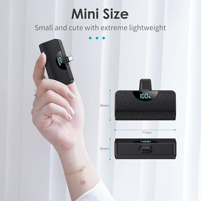 Mini Portable Charger USB C Power Bank, Upgraded 5200mAh PD Fast Charging - Image 2
