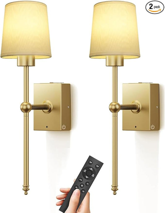 Upgrade Battery-Operated Wall Sconces Set of 2 pieces: Rechargeable Wall Lights by ZASLEME