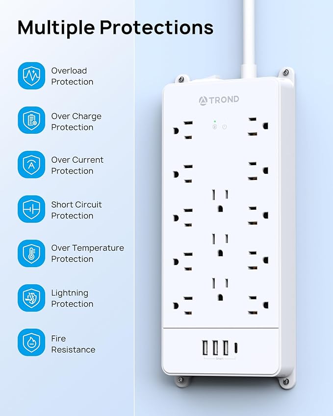 TROND Surge Protector Power Strip 10 ft Cord - Image 8