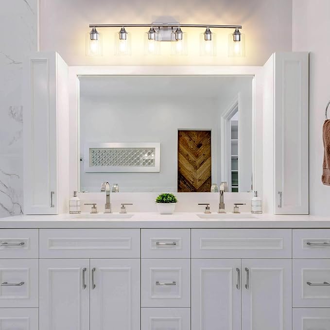 XPEHK 6-Light Bathroom Lighting Fixtures Over Mirror, Brushed Nickel Light - Image 2