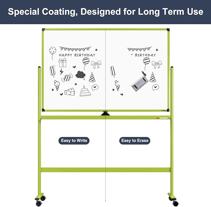 Rolling Whiteboard, 48x32 Inches Mobile Whiteboard on Wheels, Magnetic Dry - Image 5