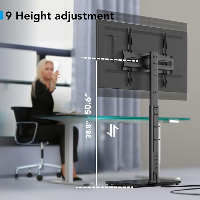 AX WABER Floor TV Stand with Power Outlet, Universal TV Stand Mount - Image 3