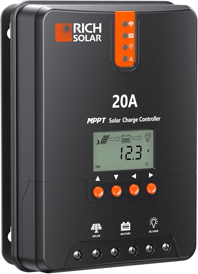 RICH SOLAR 20A MPPT Solar Charge Controller – High-Efficiency 12V/24V Auto by RICHSOLAR