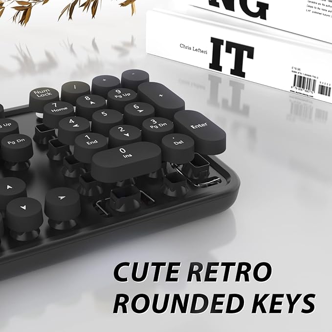 Wireless Keyboard and Mouse, KOOTOP Cute Black Keyboard and Mouse, 2.4G - Image 2
