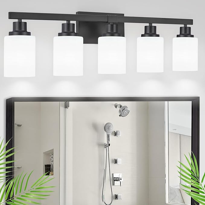 DIKAIDA Bathroom Vanity Light, 5-Light Vanity Lighting Fixture Over Mirror by DIKAIDALights