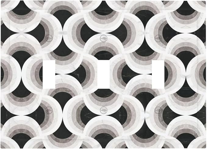 Bvtewkhz Black/White Art Marble 3 Gang Triple Toggle Decorative Light Switch - Image 2