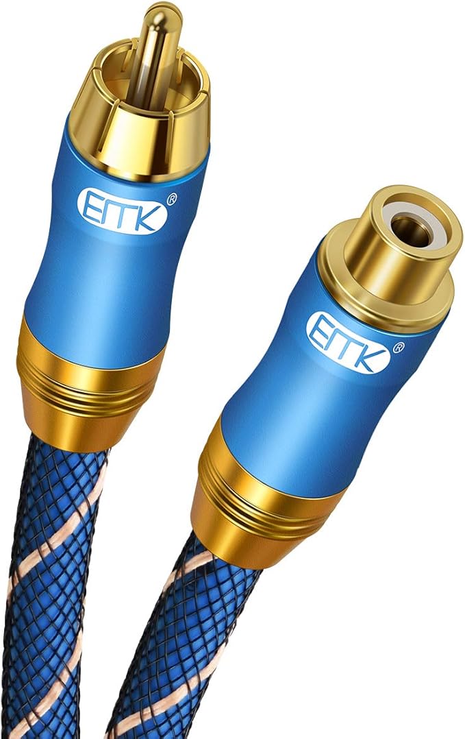 RCA Extension Cable EMK RCA Male to Female Cable Gold Plated Copper Shell Heavy by EMK