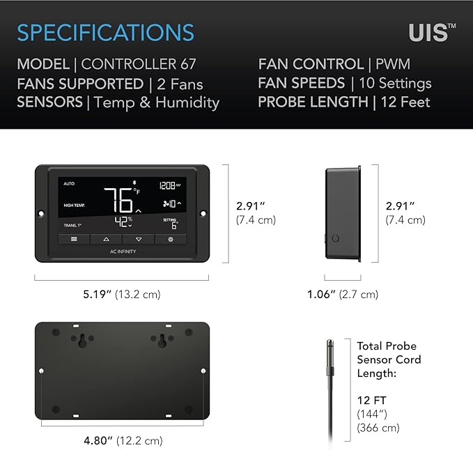 AC Infinity Controller 67, Smart Bluetooth Fan Controller - Image 6