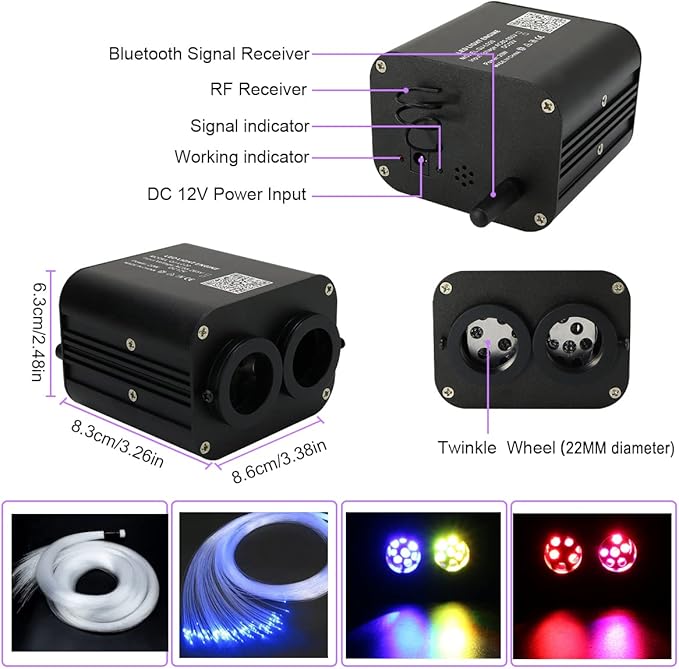 AZIMOM Dual Color 20W Fiber Optic Light Source RGBW Light Box Engine Diver - Image 4