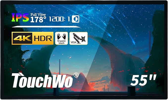TouchWo 55" Interactive Touchscreen Monitor, Smart Board FHD 1080P Display by TouchWo