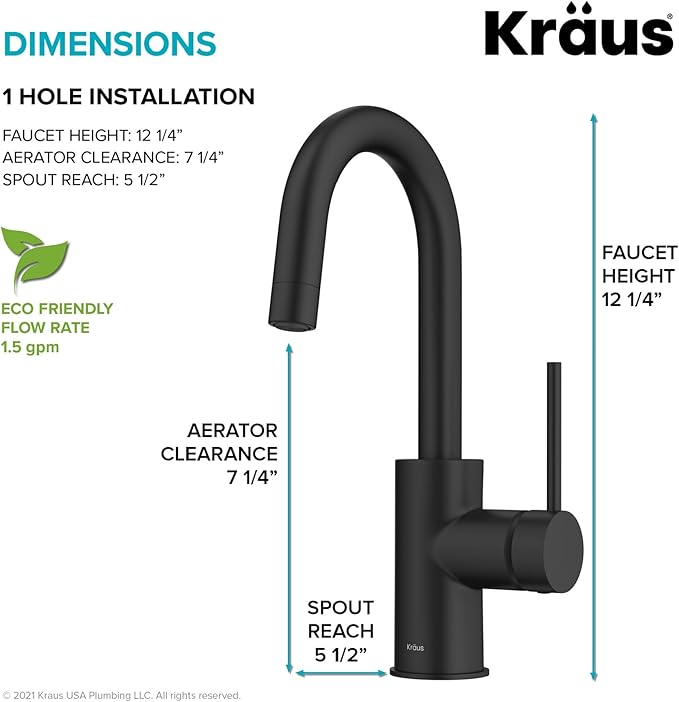 KRAUS Oletto Single Handle Kitchen Bar Faucet - Image 5