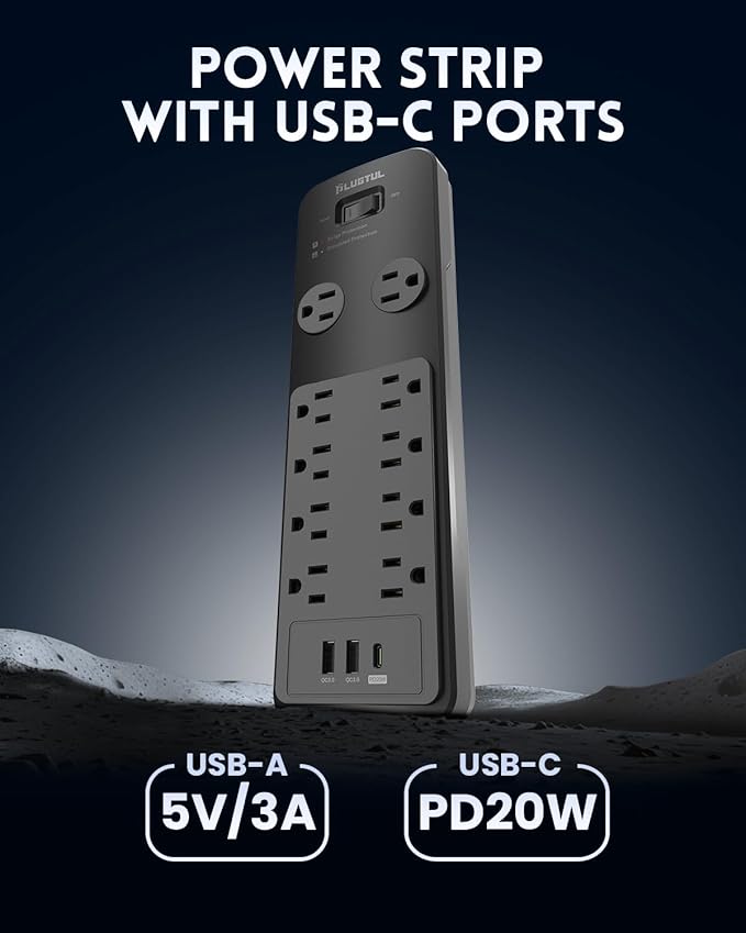 Surge Protector Power Strip 25FT, PLUGTUL Surge Protector - Image 4