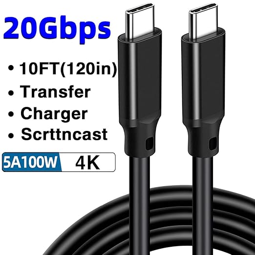 10FT USB-C 3.2 Gen 2×2 Display Monitor Video Link Data Transfer Cable - Image 2
