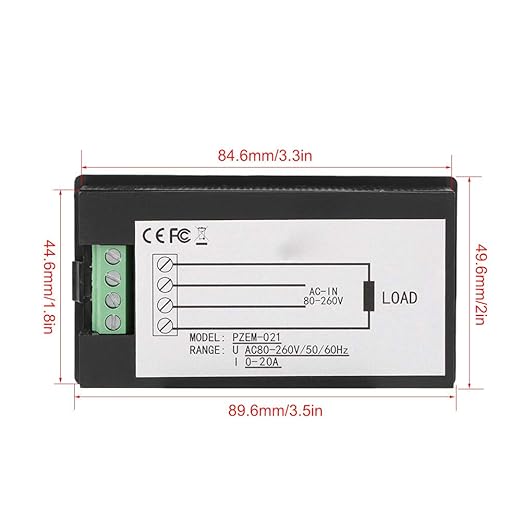 PZEM-021 LCD Display Digital AC Voltage Current Power Energy Meter - Image 7