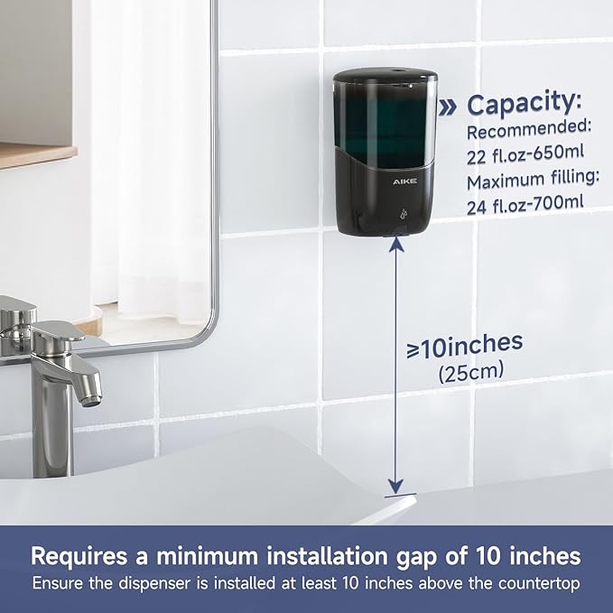 AIKE Liquid Automatic Wall Mount Soap Dispenser, Battery Operated Model AK1216 - Image 2
