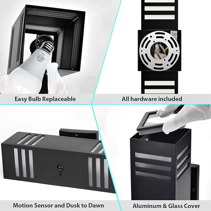 Motion Sensor Outdoor Wall Lights, Dusk to Dawn Exterior Light Fixture - Image 6