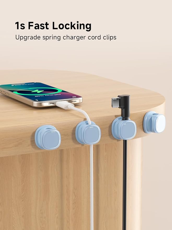 9 Pack Cord Organizer, Spring Cable Management, Adhesive Cute Cable Holder Clips - Image 4