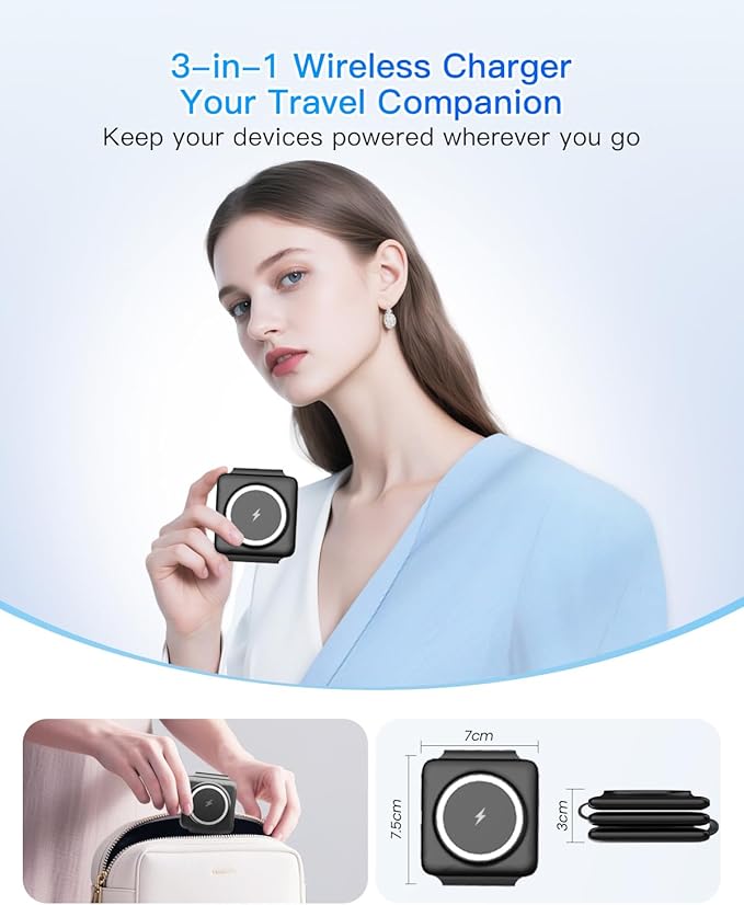 Magnetic Wireless Charger for iPhone: Fodable 3 in 1 Charging Station for - Image 2