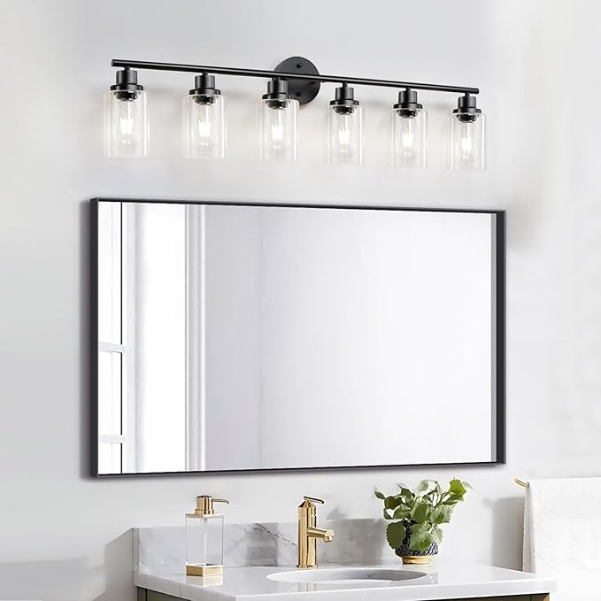 Guliaofo 6-Light E26 Black Bathroom Vanity Lights, Modern Bathroom Light - Image 6