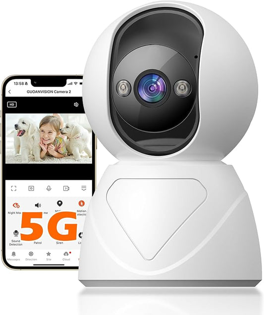 GUOANVISION 3MP Indoor Pan/Tilt Security Camera, 5G WiFi 360° Rotating Home by GUOANVISION