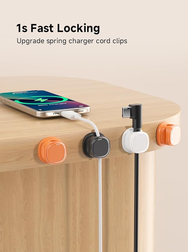 9 Pack Cord Organizer, Spring Cable Management, Adhesive Cute Cable Holder Clips - Image 4