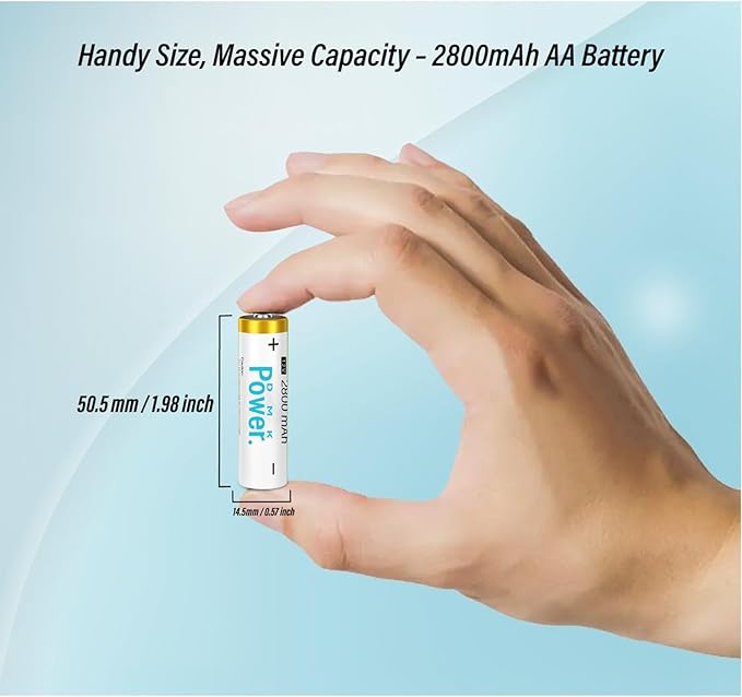 DMK POWER Rechargeable AA Batteries, 2800mAh High Capacity Batteries 1.2V NiMH - Image 4