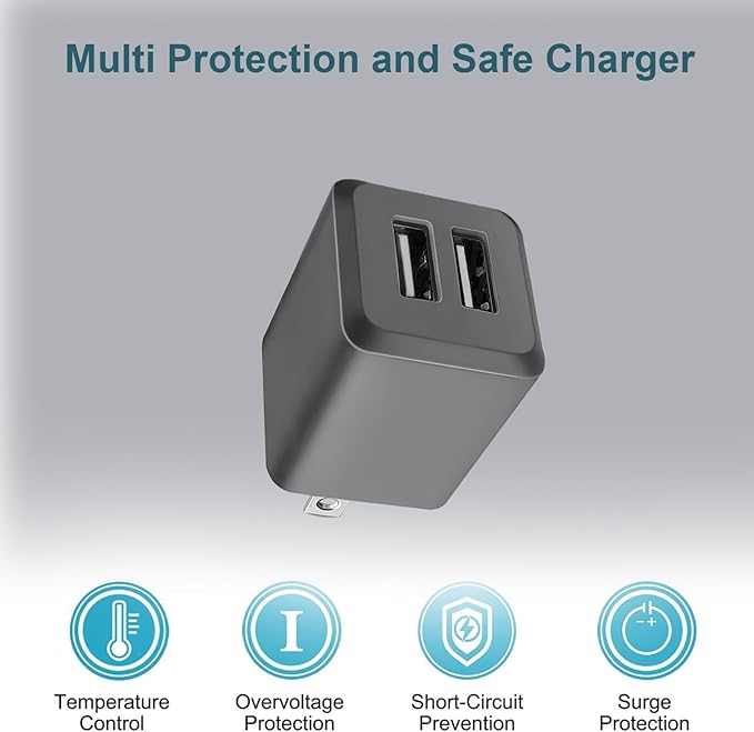 USB Wall Charger, Charger Block，Dual Port USB Cube Chargers，Power Adapter - Image 4