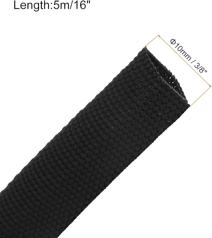 MECCANIXITY Braided Cable Sleeves Heat Shrinkable Fabric Sleeving, 3/8" 16ft - Image 2