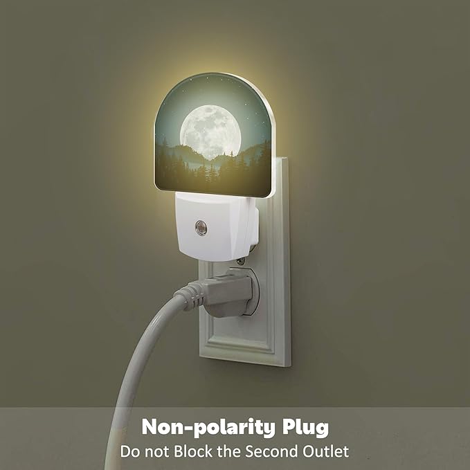 Full Moon and Misty Forest Night Light Plug into Wall, Starry Sky and Forest - Image 4