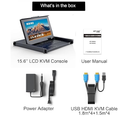 MT-VIKI 8 Port KVM HDMI Switch w/15.6'' LCD Monitor, Fit 1U 19" Rack 600-800mm - Image 6