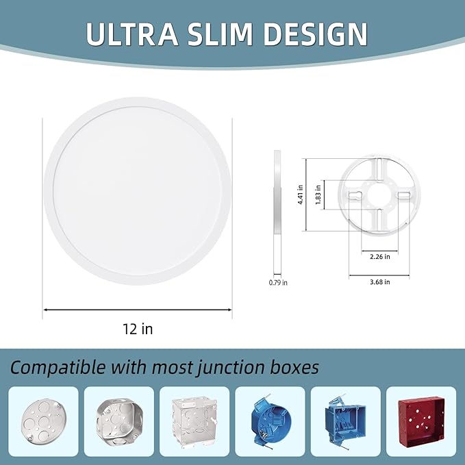 TOPELER 12 Inch Flush Mount Ceiling Light, 5 Color Temperatures Selectable - Image 8