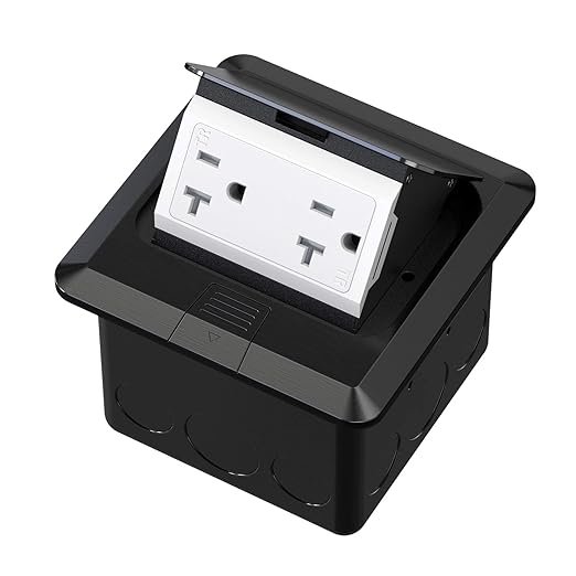 KYHSHJ Pop Up Floor Electrical Outlet Box Kit，20 Amp Stainless Steel TR by KYHSHJ