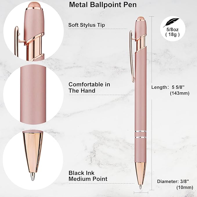 LINFANC 12 Pack Rose Gold Ballpoint Pen - Image 2