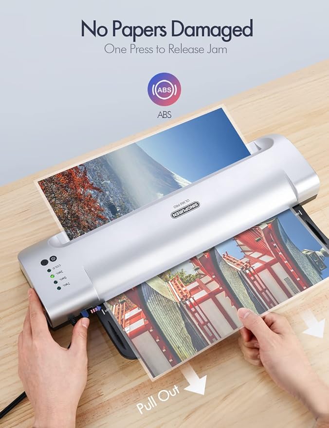 SINOPUREN 13-Inch Thermal & Cold Laminator Machine, Quick Warm-Up, 3 Temp - Image 3