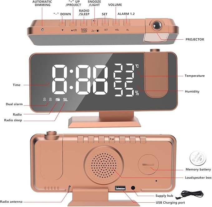 Mightree Projection Alarm Clock - Image 2